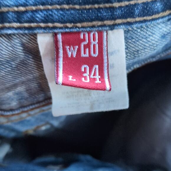 Stetson Western Jeans 28x34 Blue Pants Distressed Dark Faded Retro 1520 - Picture 6 of 9